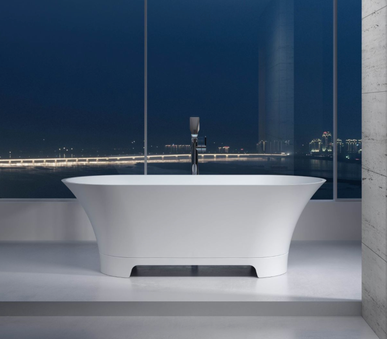 Polystone Free Standing Bathtub c/with Waste - Matte White