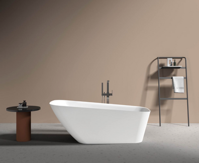 Polystone Free Standing Bathtub c/with Waste - Matte White
