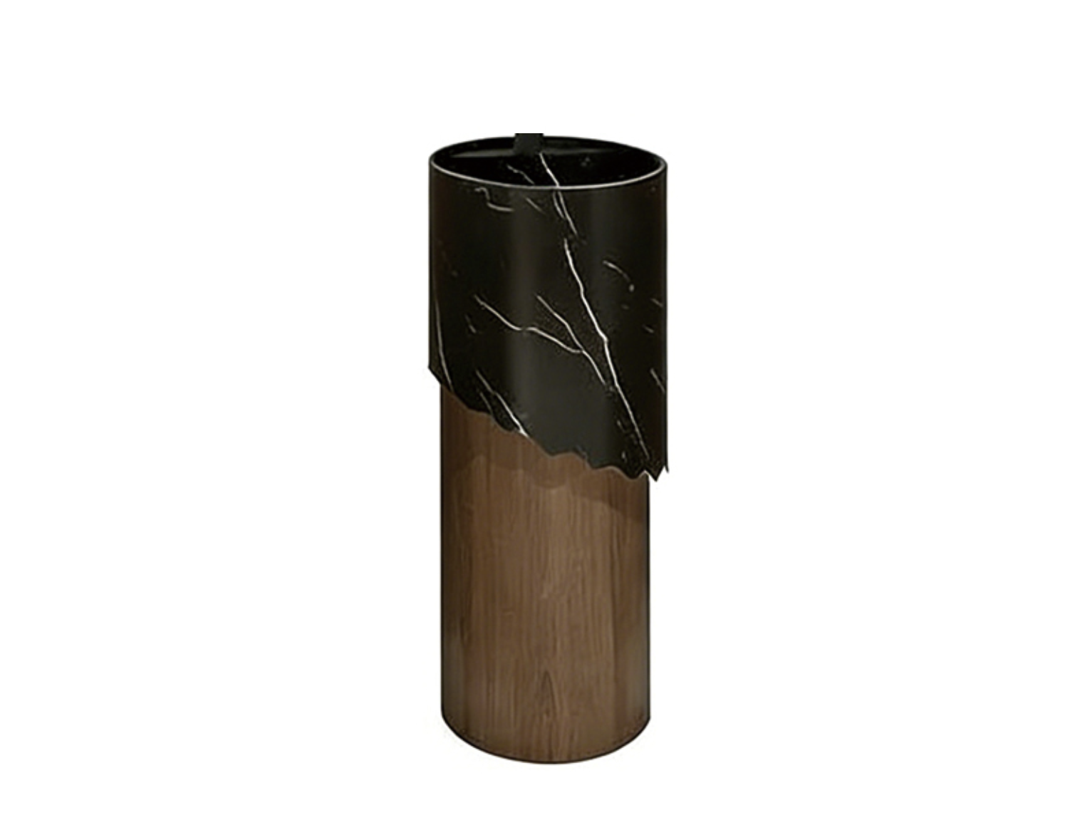 Round Free Standing Artificial Stone Basin - Black and Brown