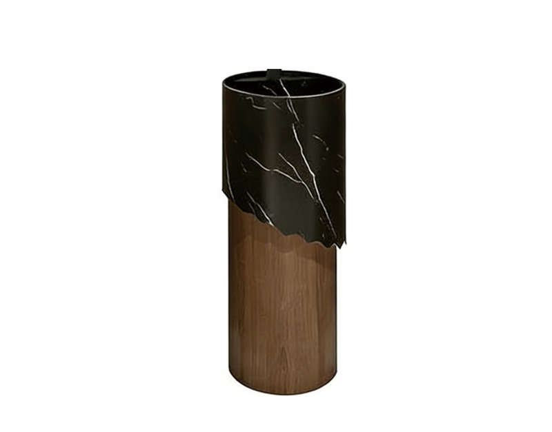 Round Free Standing Artificial Stone Basin - Black and Brown