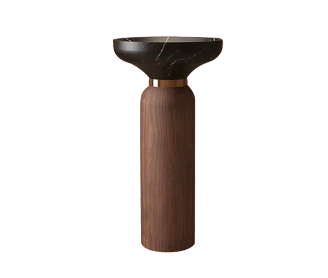 Round Free Standing Artificial Stone Basin - Black
