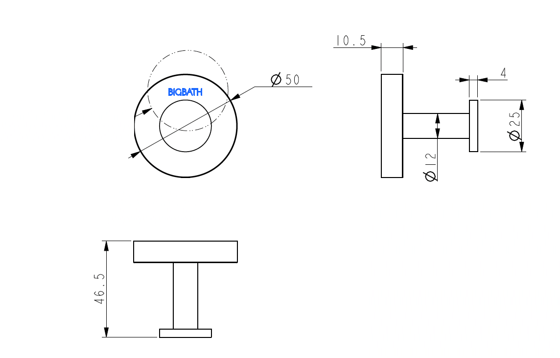 SUS304 Single Round Robe Hook - Brushed Rose Gold