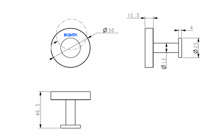 SUS304 Single Round Robe Hook - Brushed Rose Gold