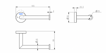 SUS304 Single Rod Paper Holder - Matt Black