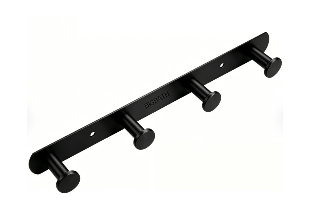 SUS304 4pcs Round Robe Hook - Matt Black