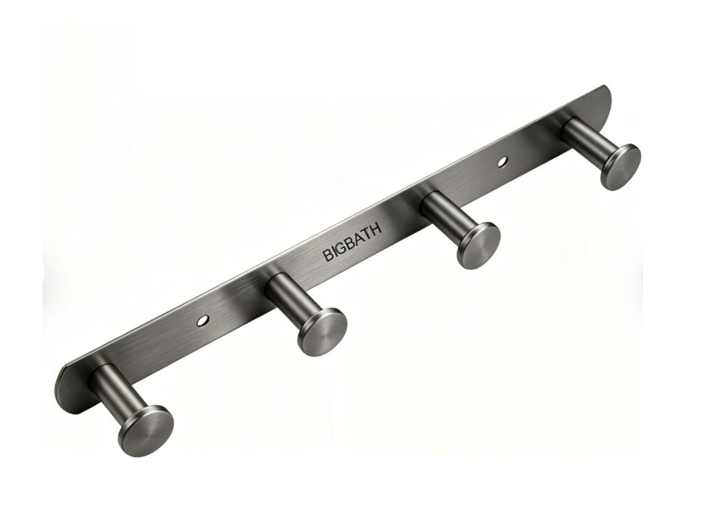 SUS304 4pcs Round Robe Hook - Grey