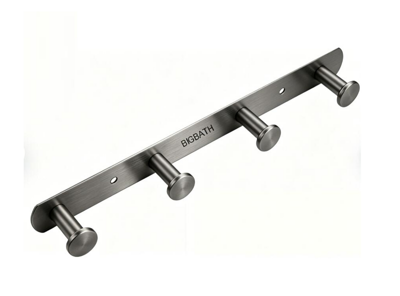 SUS304 4pcs Round Robe Hook - Grey