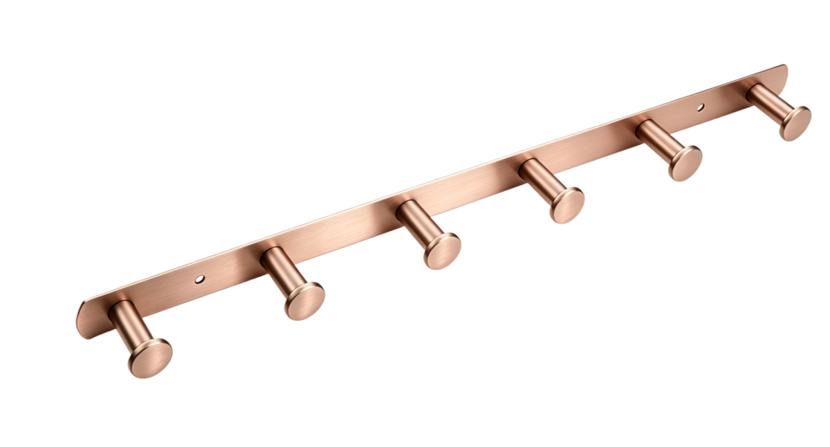 SUS304 6pcs Round Robe Hook - Brushed Rose Gold