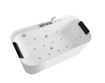 Massage Bathtub with 4pcs Big & 8pcs Small Water Massage Jets, and 8pcs Colorful LED Bubble Jets - White