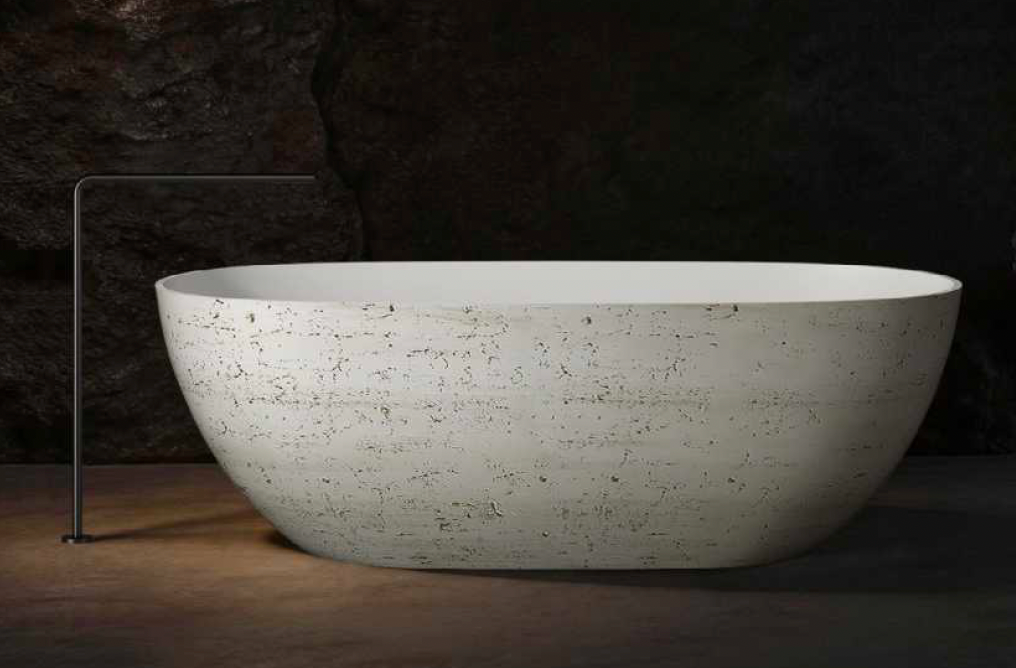 Travertine Free Standing Bathtub c/with Waste - Beige
