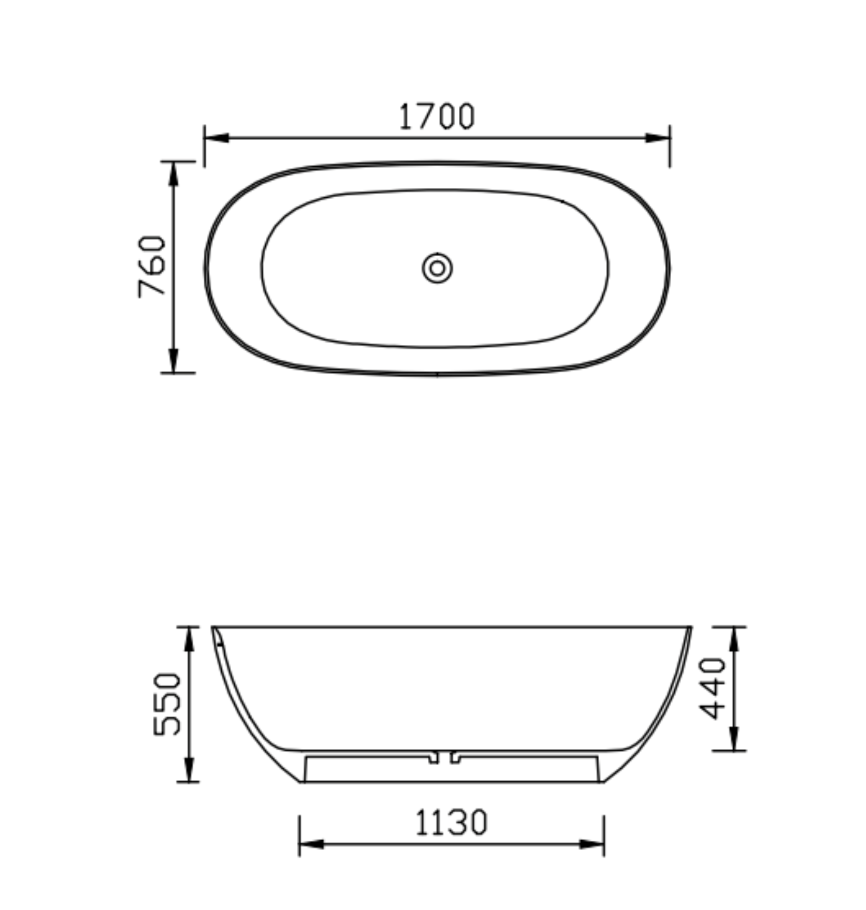 Travertine Free Standing Bathtub c/with Waste - Beige