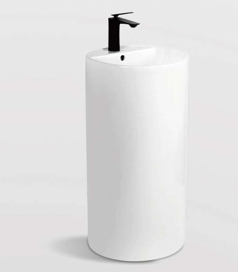 Round Free Standing Wash Basin - White
