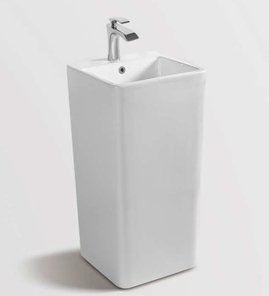 Square Free Standing Wash Basin - White