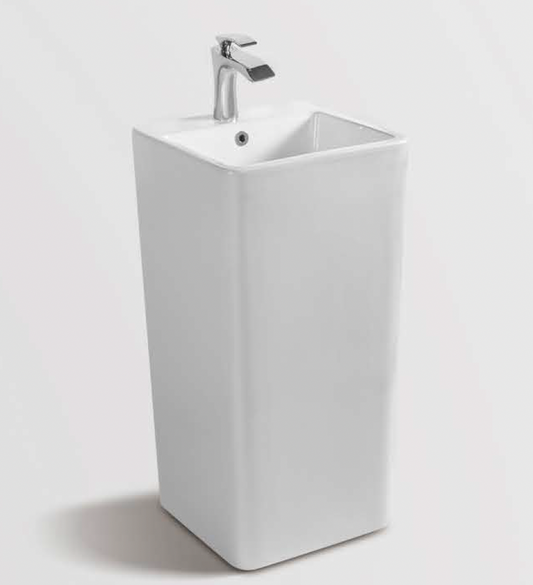 Square Free Standing Wash Basin - White