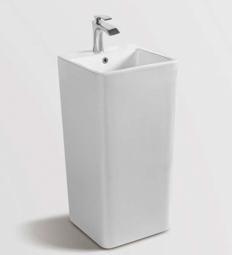 Square Free Standing Wash Basin - White