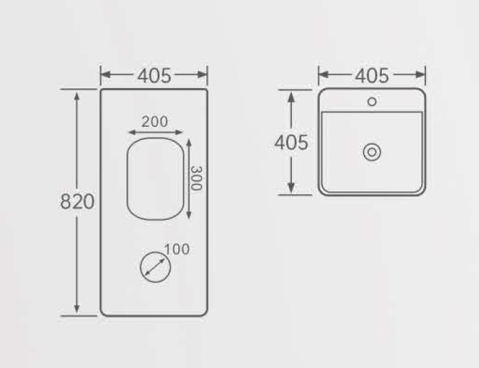 Square Free Standing Wash Basin - White