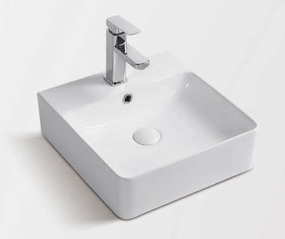 Square Above Counter/ Wall Hung Wash Basin c/w Fixing Bolts - White