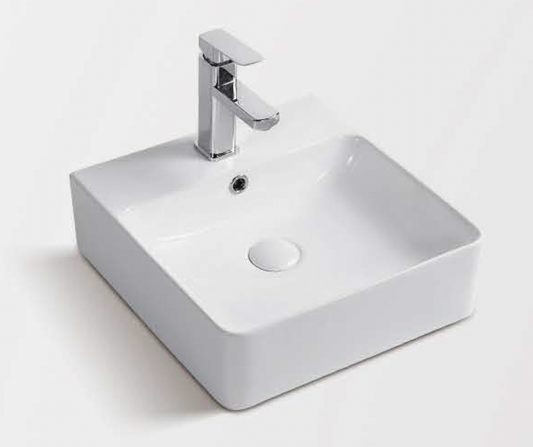 Square Above Counter/ Wall Hung Wash Basin c/w Fixing Bolts - White