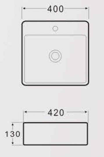 Square Above Counter/ Wall Hung Wash Basin c/w Fixing Bolts - White
