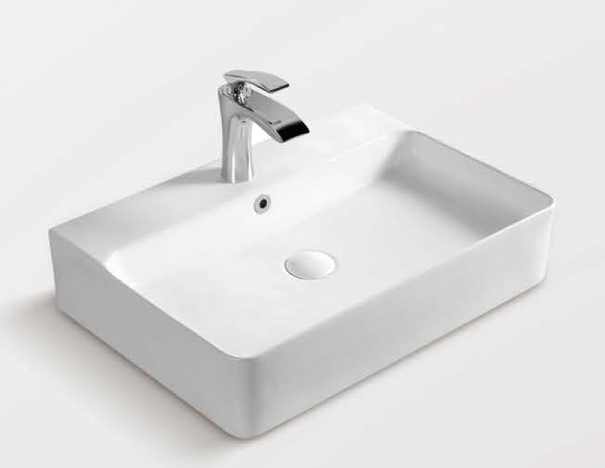 Square Above Counter/ Wall Hung Wash Basin c/w Fixing Bolts - White