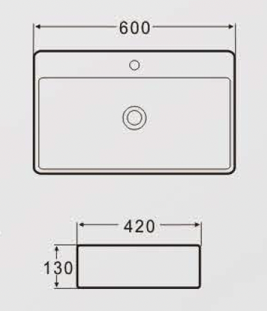 Square Above Counter/ Wall Hung Wash Basin c/w Fixing Bolts - White