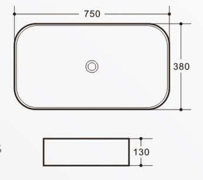 Rectangular Above Counter Wash Basin - White
