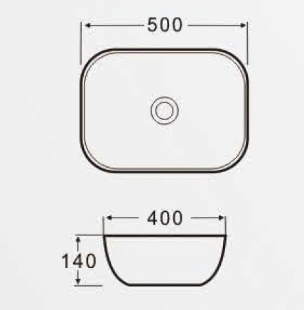 Rectangular Above Counter Wash Basin - White