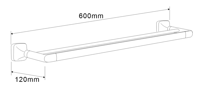 SUS304 Double Towel Bar (L600mm) - Chrome