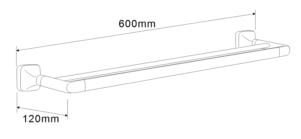 SUS304 Double Towel Bar (L600mm) - Chrome