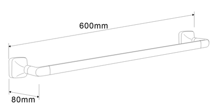 SUS304 Single Towel Bar (L600mm) - Matt Black