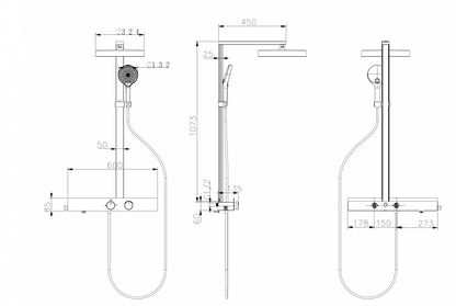 SUS304 Exposed Shower Bar Set - Grey