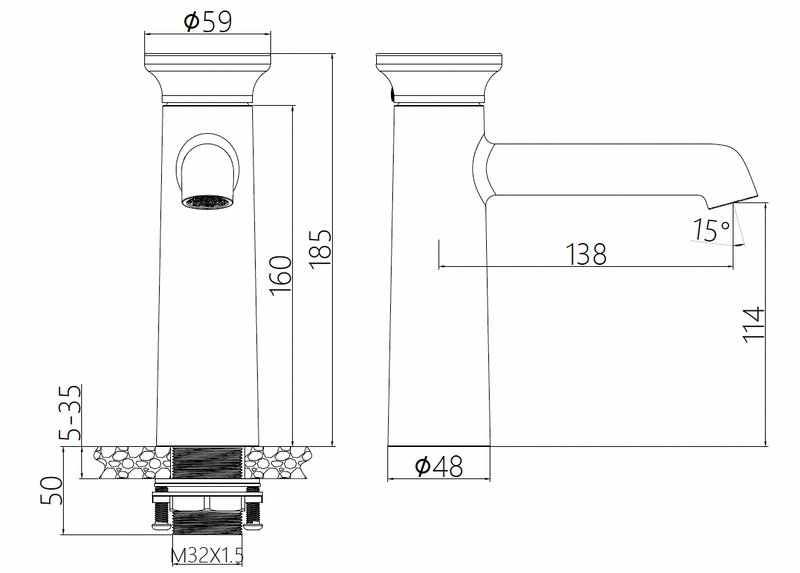 Wash Basin Mixer - French Gold