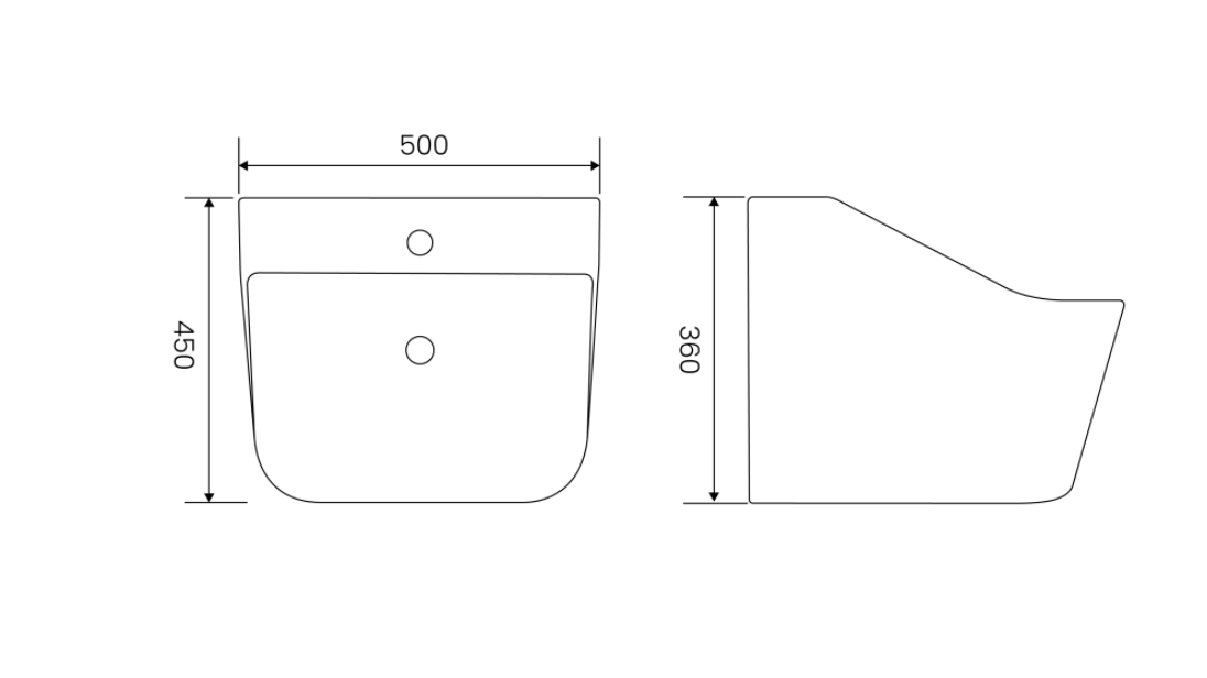 Handicap Wall Hung Basin - White