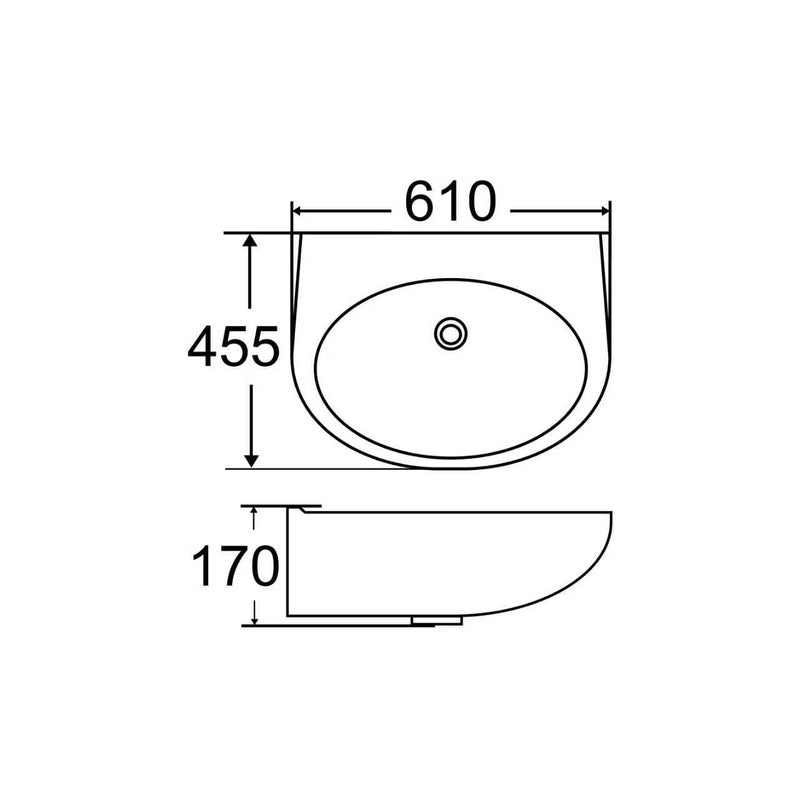 Handicap Wall Hung Basin without Tap Hole & Overflow - White