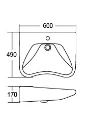 Handicap Wall Hung Basin - White