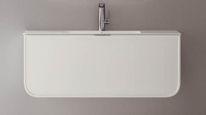 Plywood Cabinet with Artificial Stone Basin - Matt White