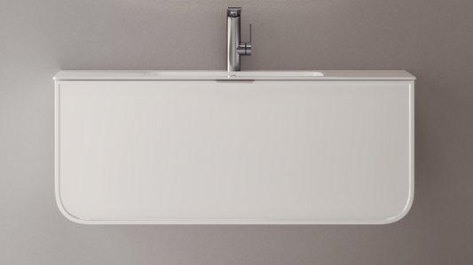 Plywood Cabinet with Artificial Stone Basin - Matt White