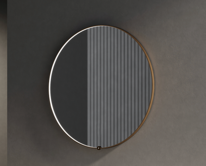 Round LED Mirror with Dimmer, On-Off Button & Aluminium Frame
