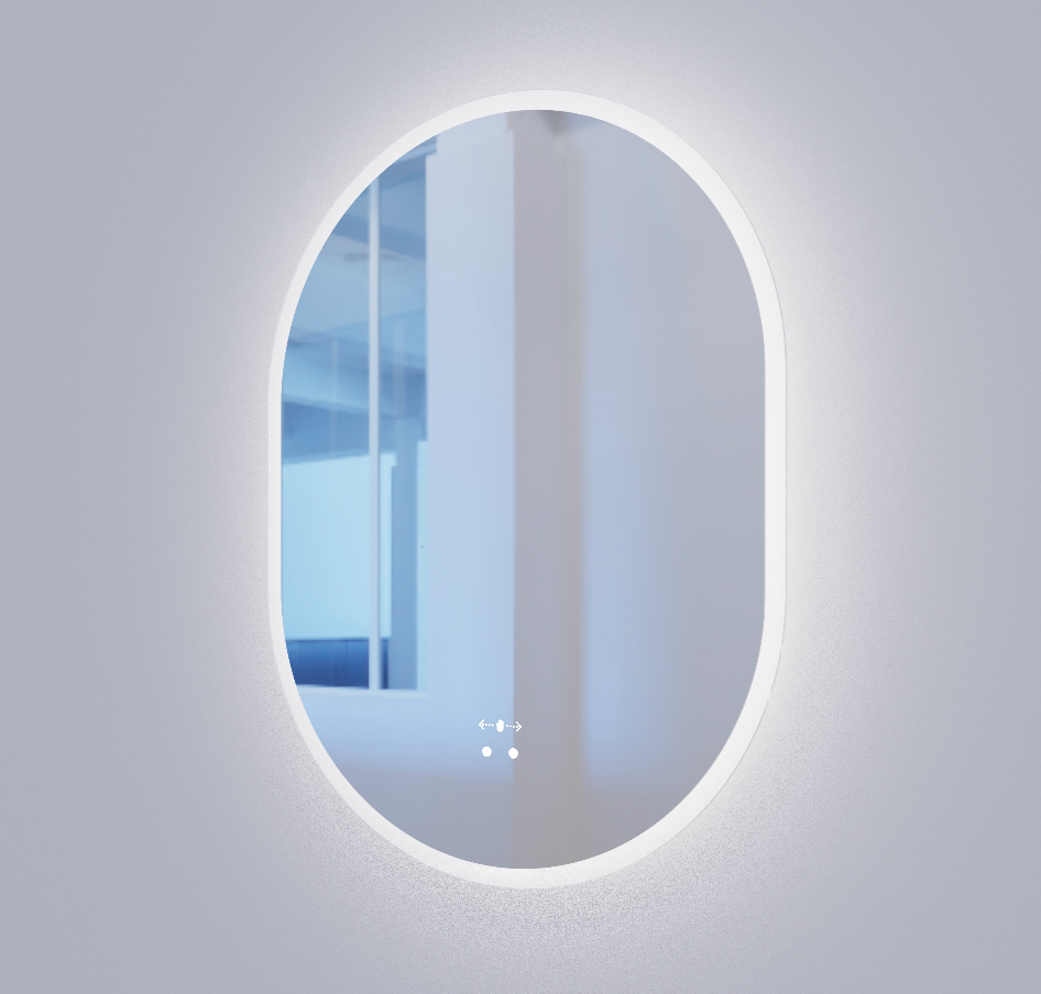 Oval LED Mirror c/w 3 Color+Dimmer+Defogging & Wave-On Off Button