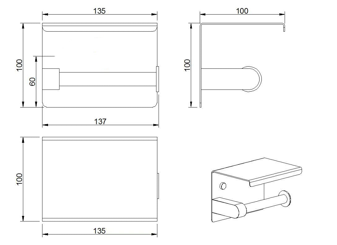 SUS304 Paper Holder with Shelf - Polish