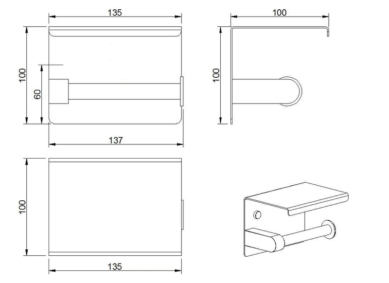 SUS304 Paper Holder with Shelf - Polish