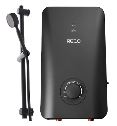 Rezo Instant Water Heater (DC Pump)  c/w Hand Shower Bar Set - Matt Black