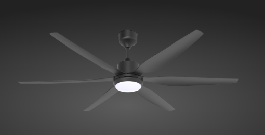 Rezo DC Motor LED Ceiling Fan- (66") 6 ABS Blade 12 Speed with Remote control - Matt Black