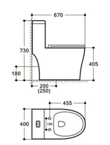 VESPER WC Complete Set (S-250mm) - Marble White