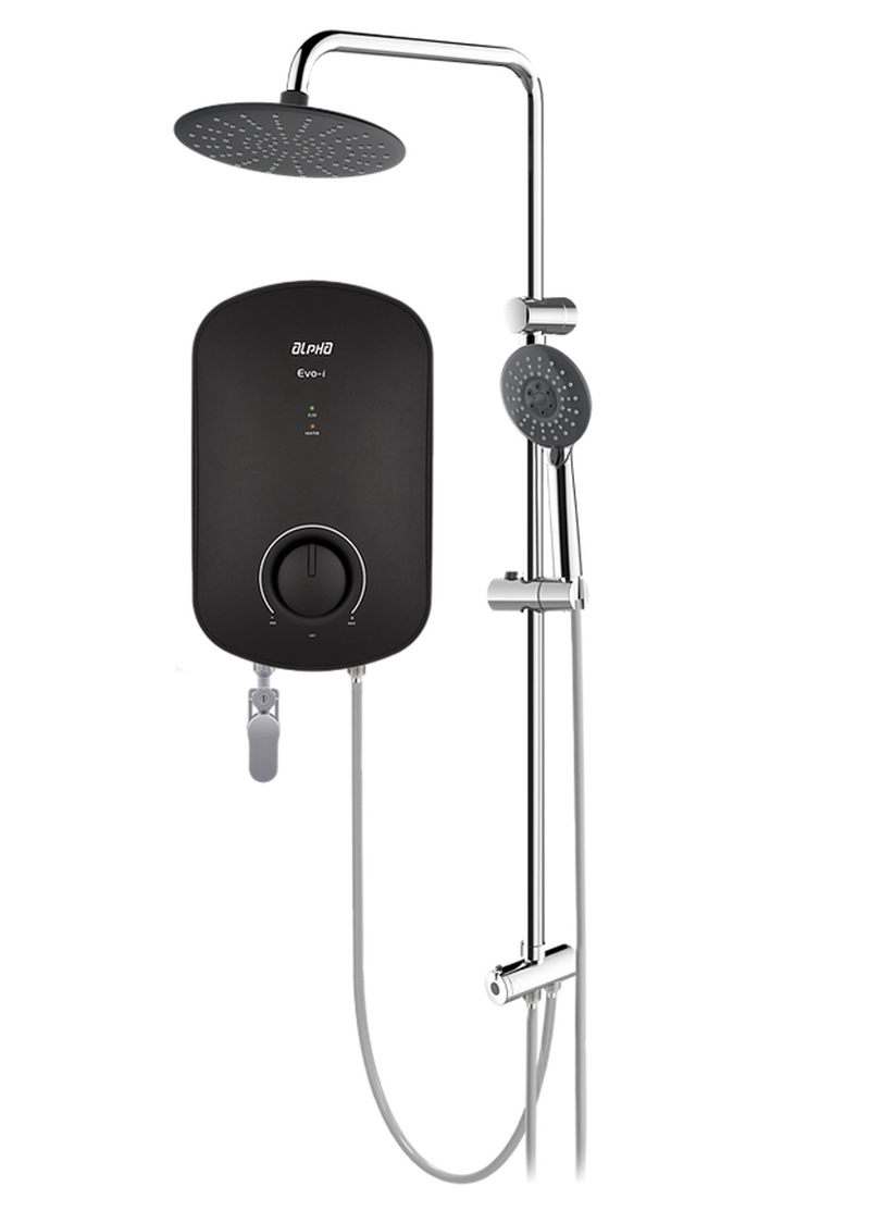 Instant Water Heater c/w Rain Shower (DC) - Matt Black