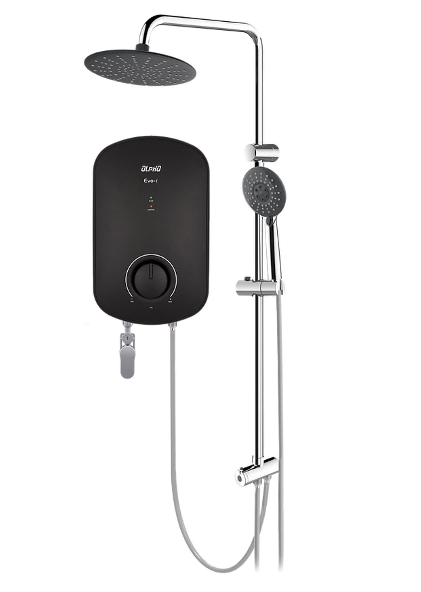 Instant Water Heater c/w Rain Shower - Matt Black