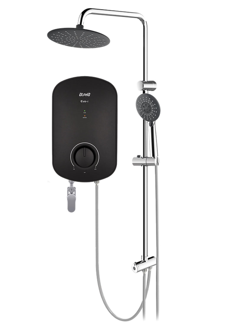Instant Water Heater c/w Rain Shower - Matt Black