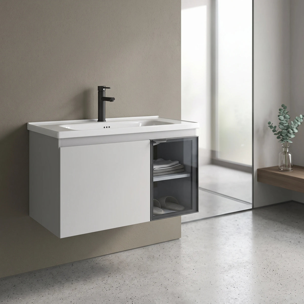 Aluminium Basin Cabinet Set in a room setting
