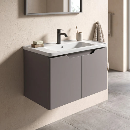 Carbon Steel Basin Cabinet Set in a room setting