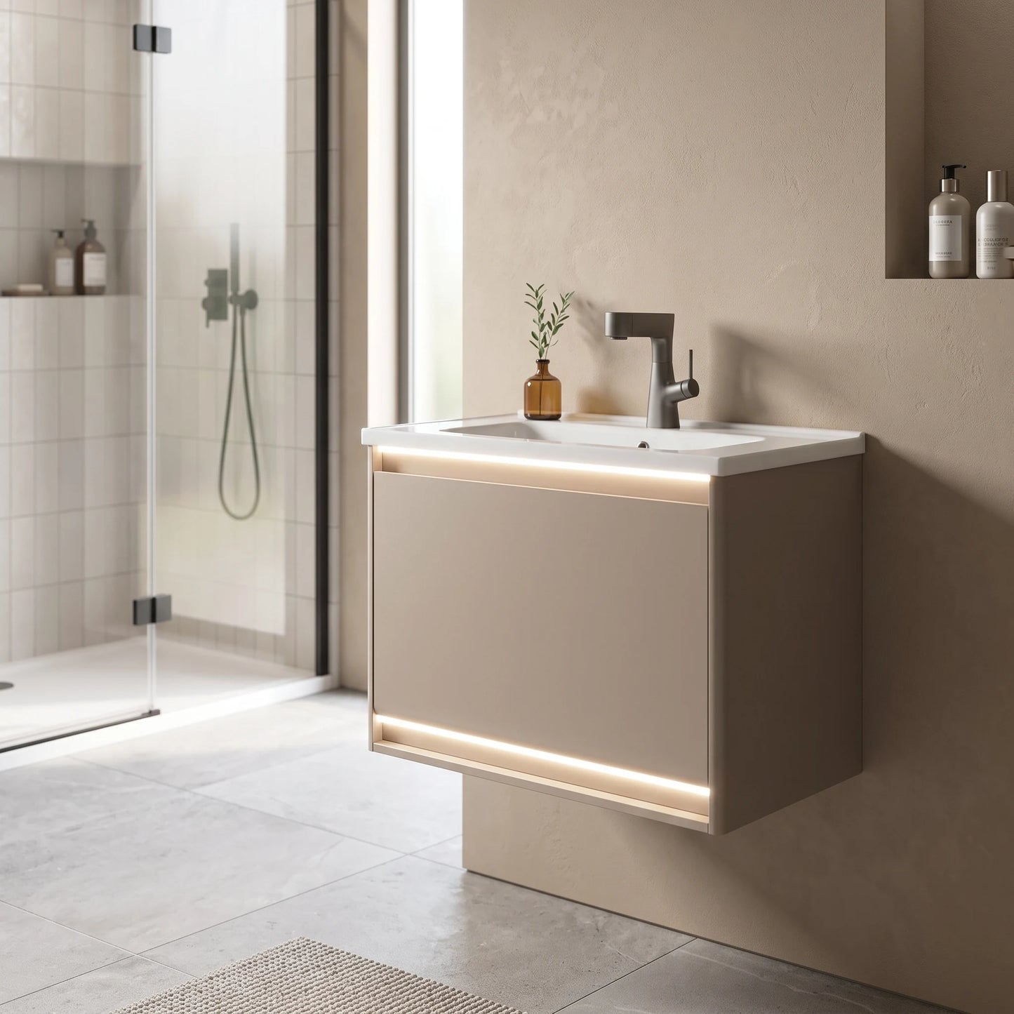 PVC Basin Cabinet Set in a room setting